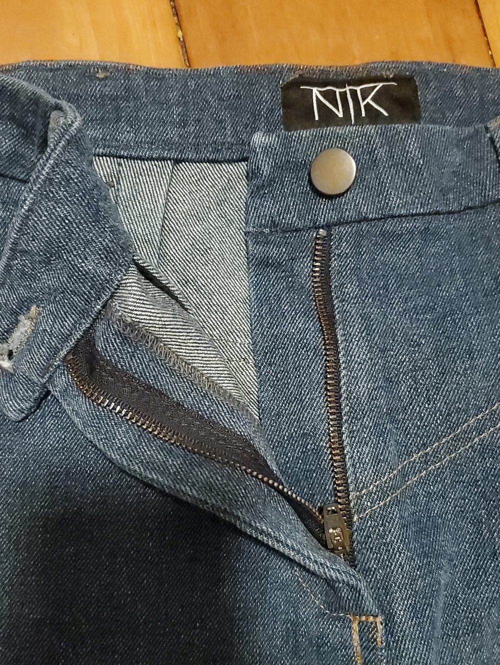 NTK The Brand Rodeo Jean Denim Splitbriding Skirt Western Cowgirl Maxi